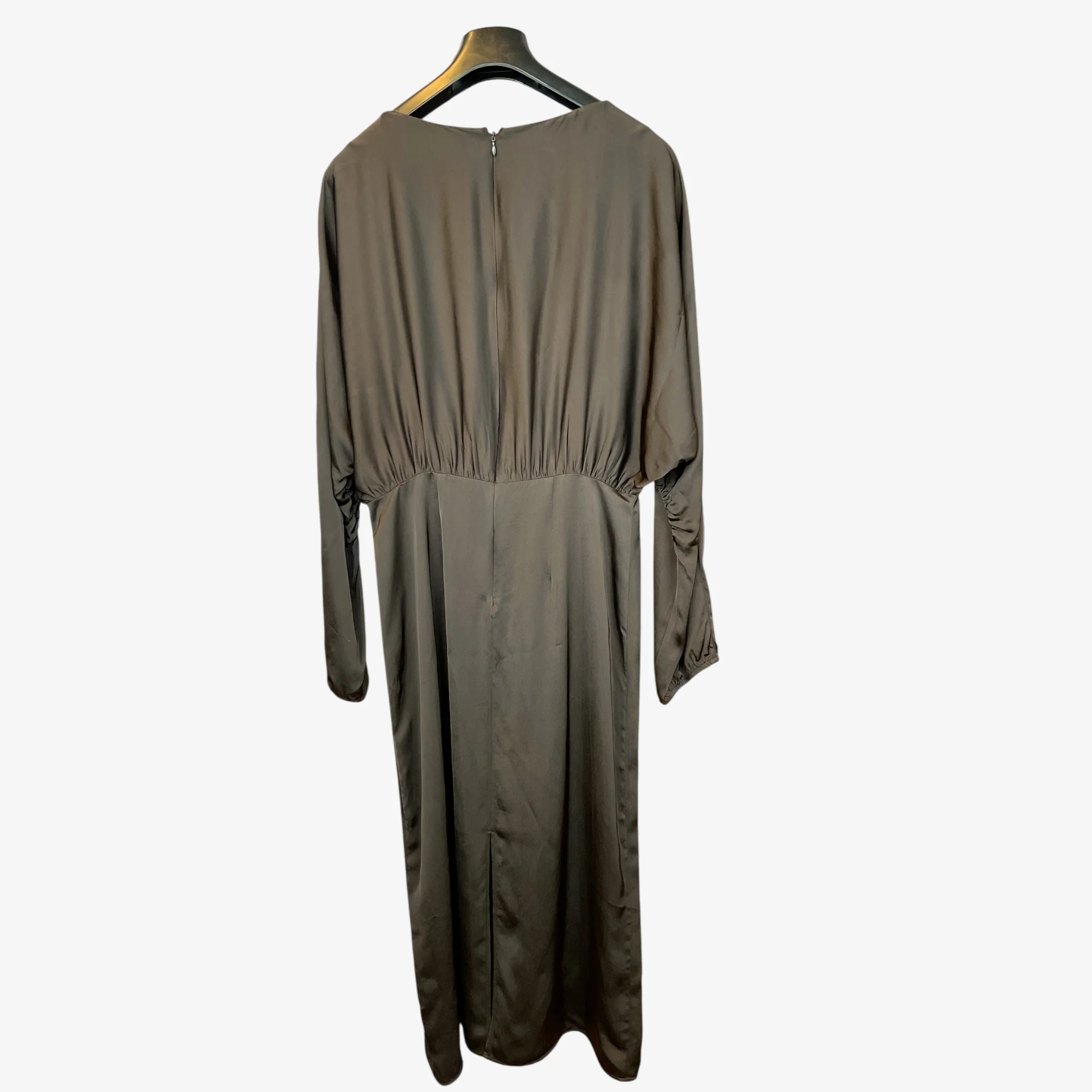 Fluid dress in satin dark brown - Image 2