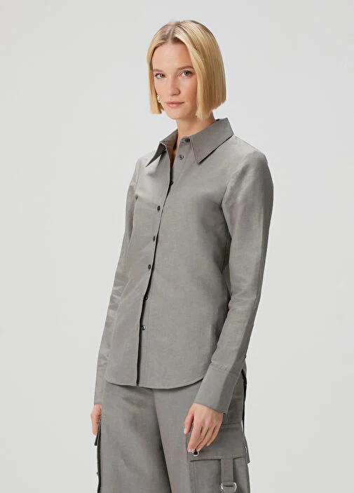 Lean linen cotton shirt light grey