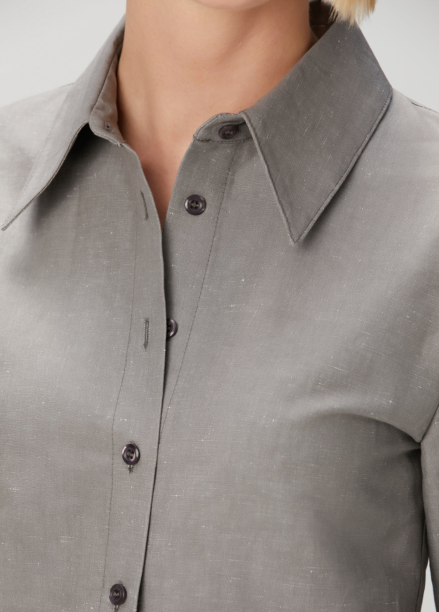 Lean linen cotton shirt light grey - Image 2