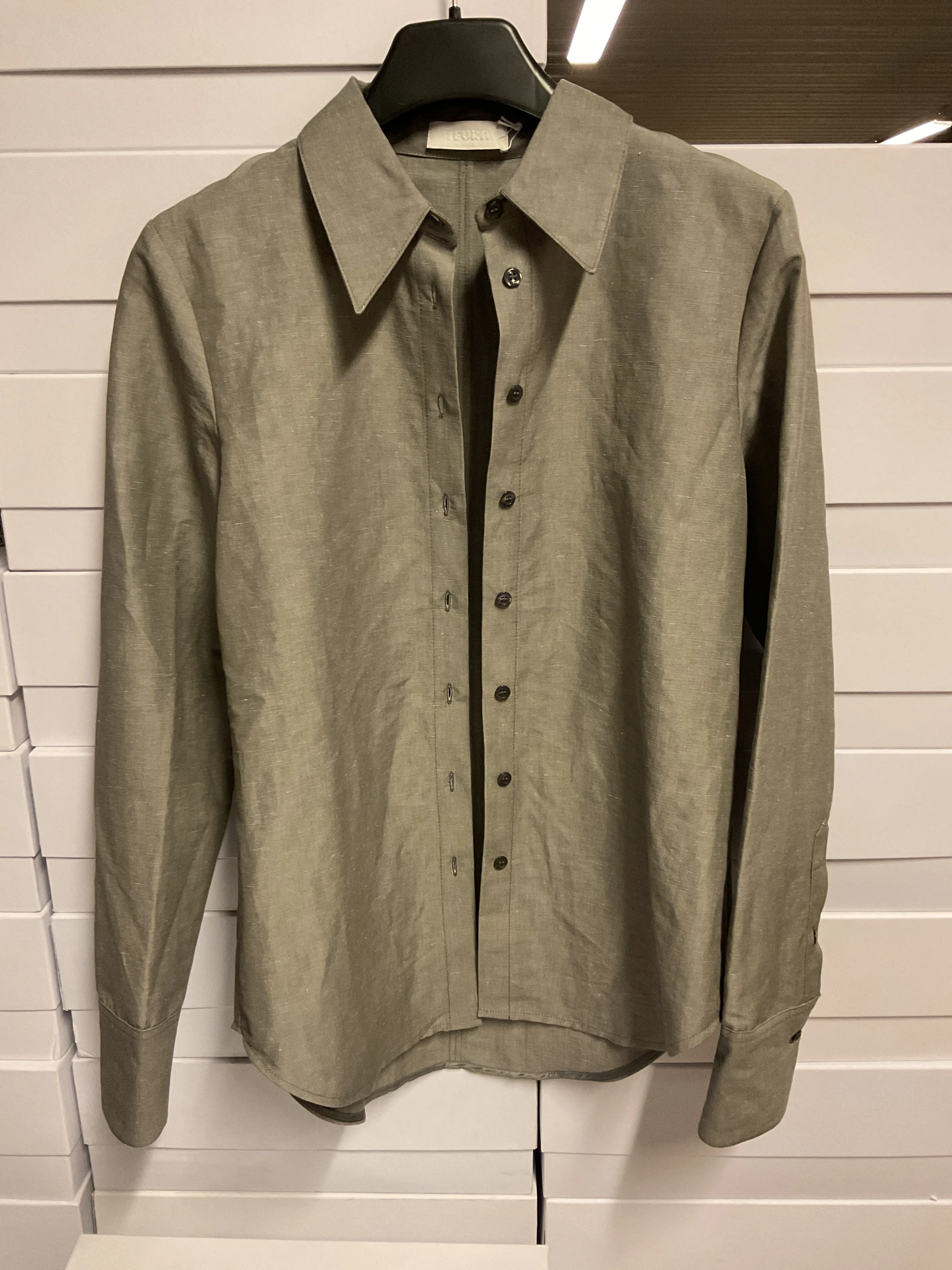 Lean linen cotton shirt light grey - Image 3