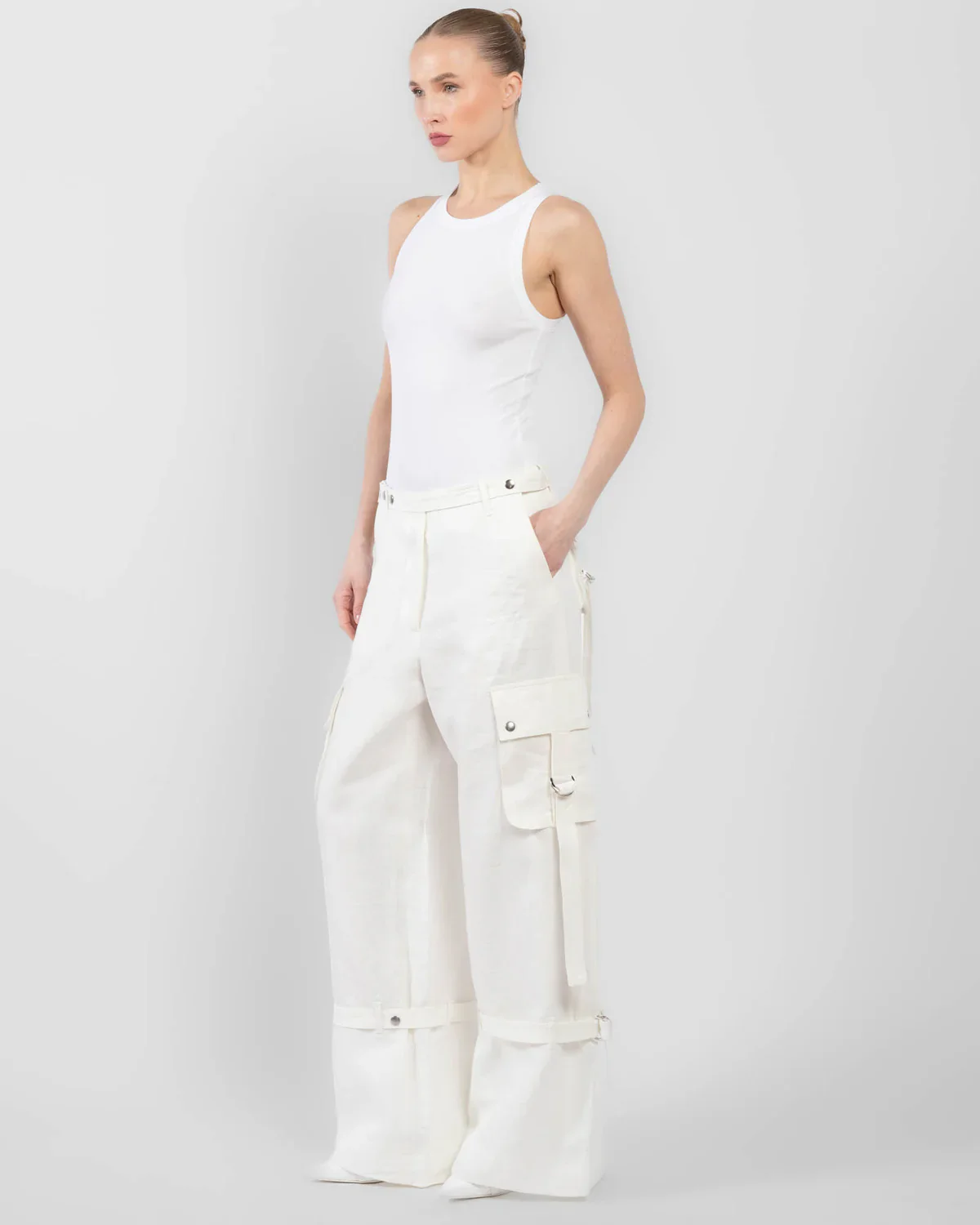 Linen rave trousers white - Image 3