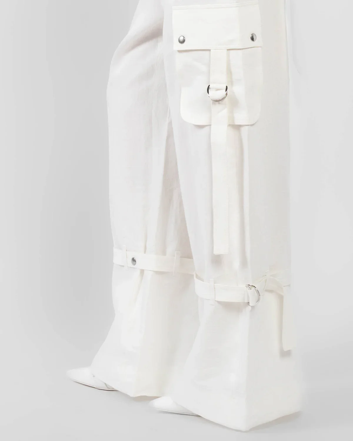 Linen rave trousers white - Image 4