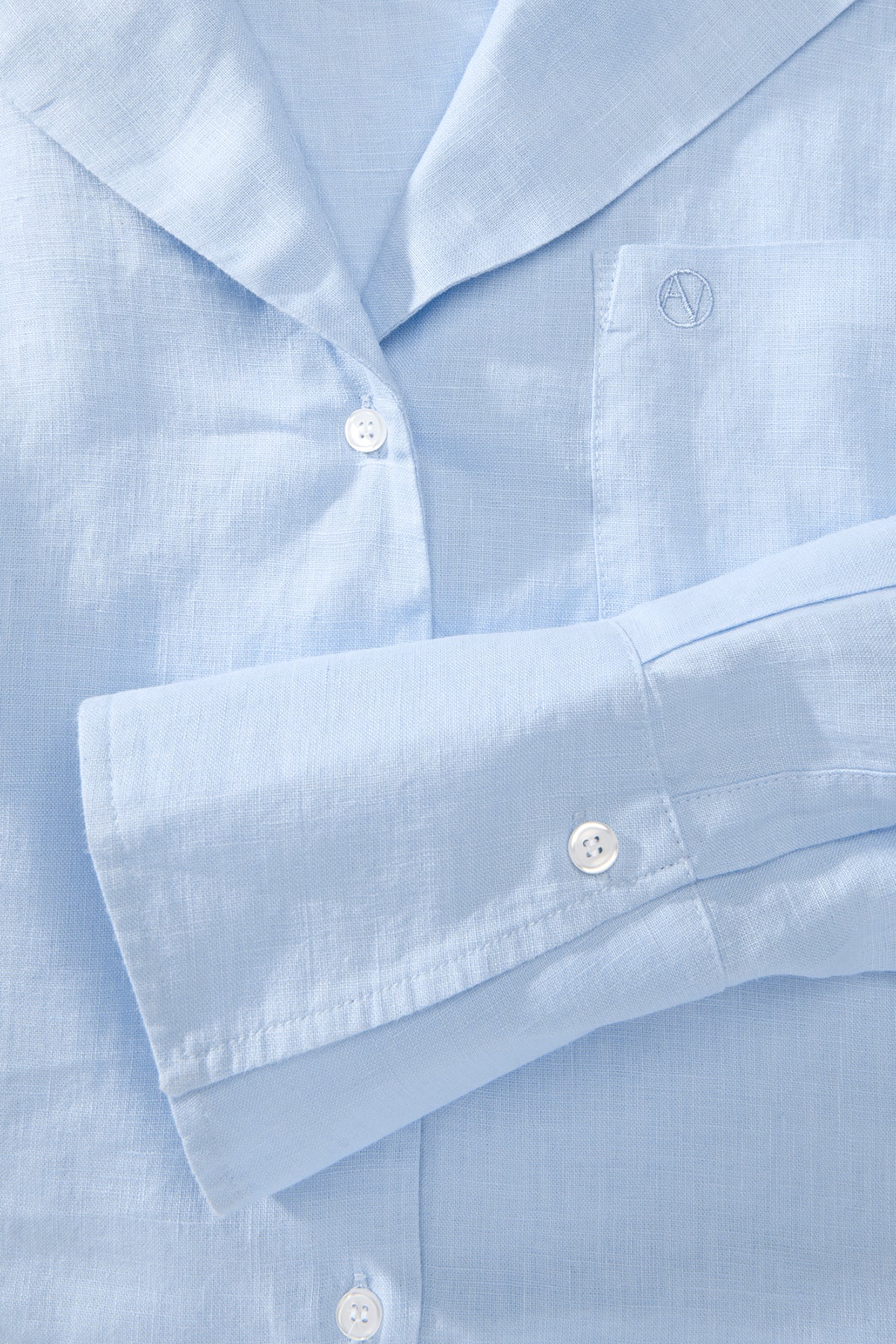 Linen Sailor Shirt Light Blue - Image 3