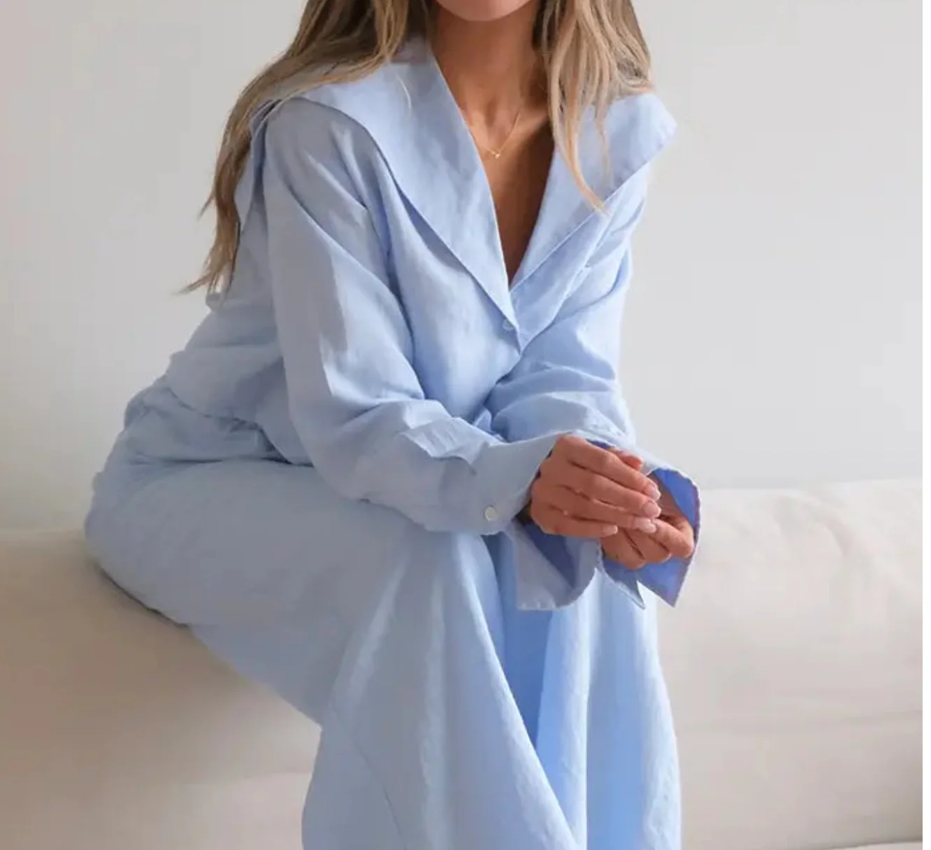 Linen Sailor Shirt Light Blue - Image 5