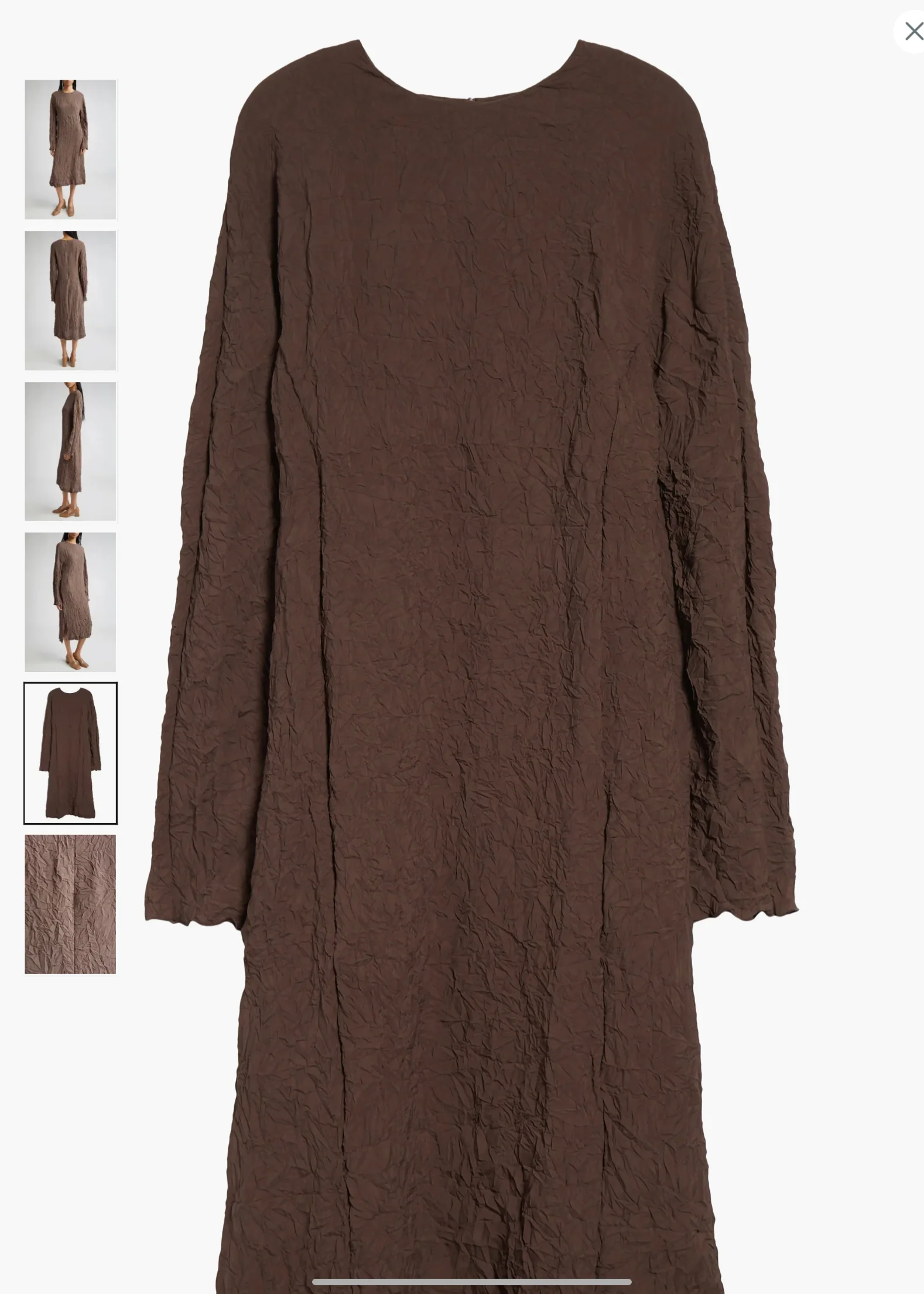 Long crinkle dress brown - Image 4