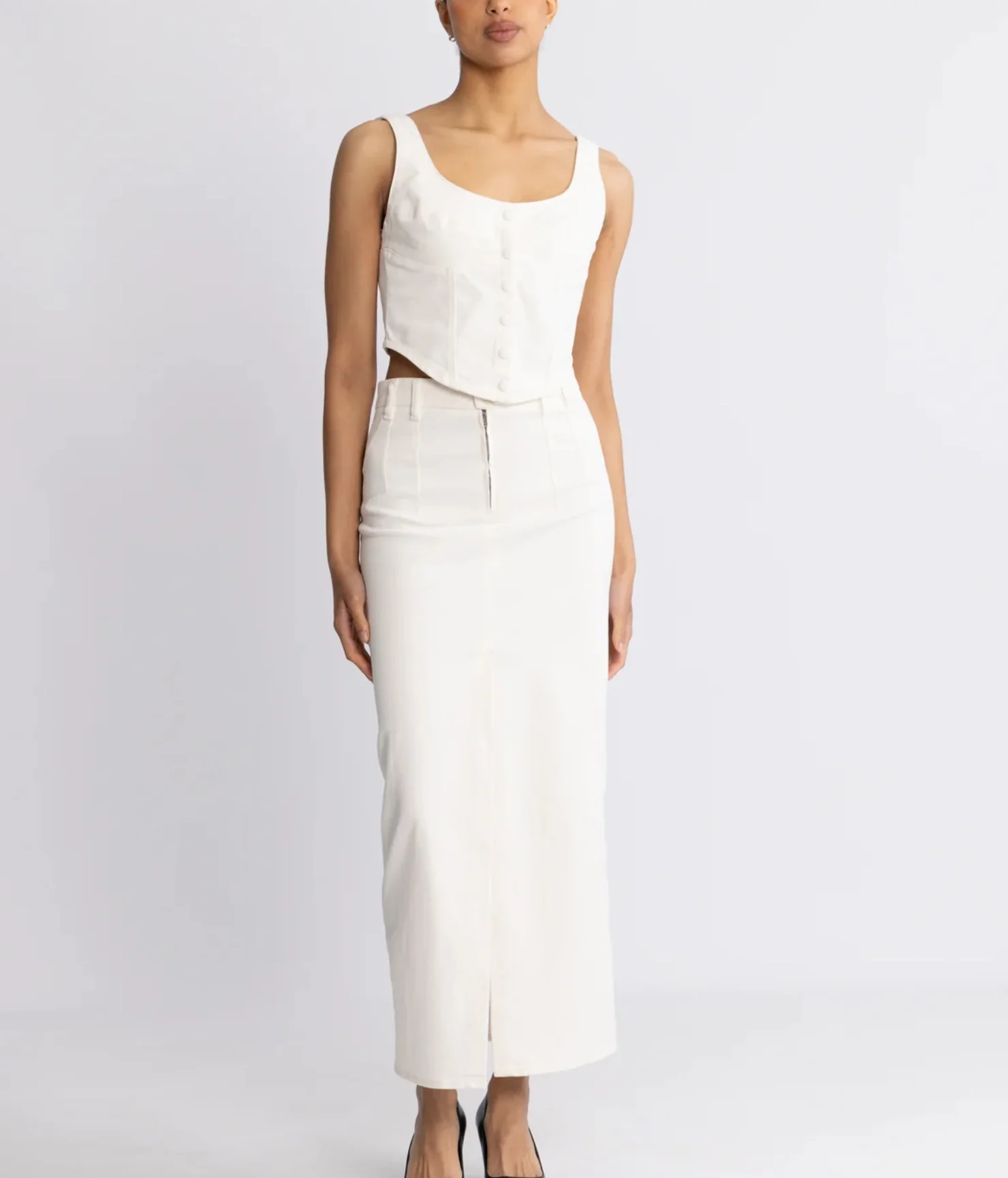 Mirella Denim Skirt White - Image 2
